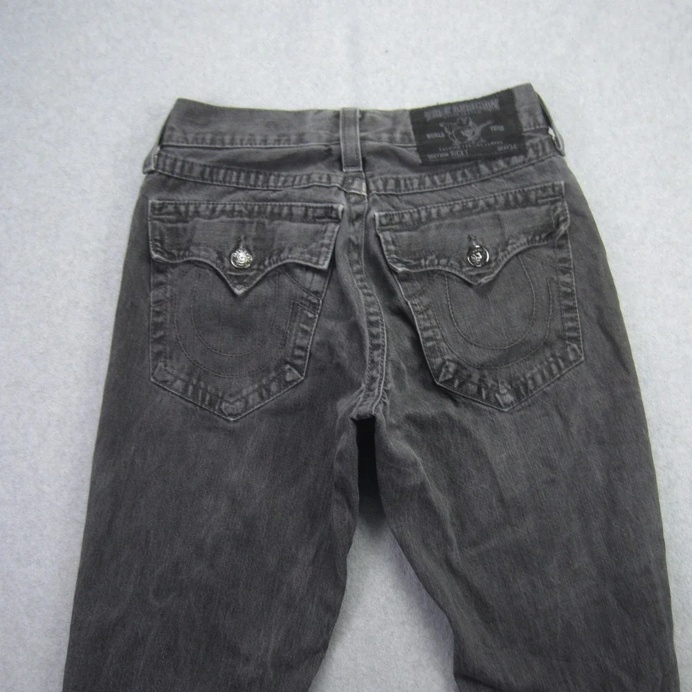 True Religion Jeans‎ Mens 32x30.5 Gray Ricky Straight Leg Flap Pocket Denim USA